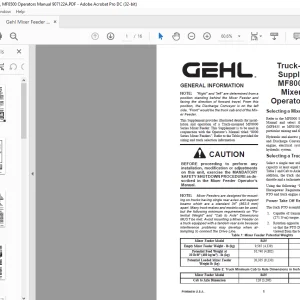 Gehl Mixer Feeder MF8000 Series MF8435 MF8500 Operator's Manual 907122A - PDF DOWNLOAD