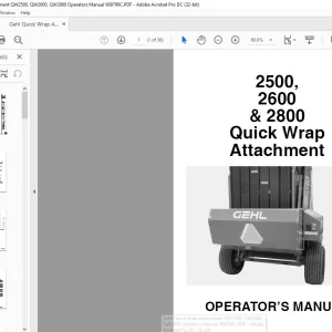 Gehl Quick Wrap Attachment QW2500, QW2600, QW2800 Operators Manual 909798C - PDF DOWNLOAD