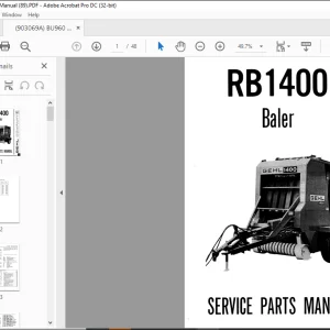 Gehl RB 1400 Baler Service Parts Manual(902510) - PDF DOWNLOAD