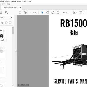 Gehl RB 1500 Baler Service Parts Manual(902586)  - PDF DOWNLOAD
