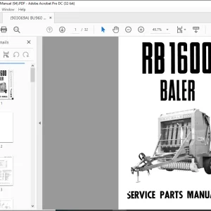 Gehl RB1600 Baler Parts Manual(902379)  -  PDF DOWNLOAD