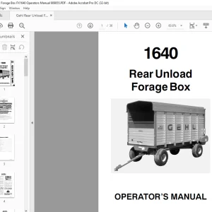 Gehl Rear Unload Forage Box FX1640 Operators Manual 909855 - PDF DOWNLOAD