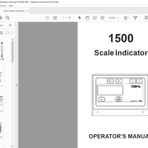 Gehl Scale Indicator 1500 Operators Manual 907559 - PDF DOWNLOAD