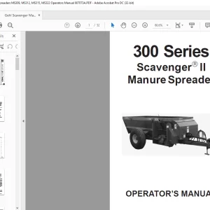 Gehl Scavenger Manure Spreaders MS309, MS312, MS315, MS322 Operators Manual 907073A - PDF DOWNLOAD