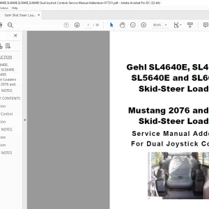Gehl Skid Steer Loader SL4640E,SL4840E,SL5640E,SL6640E Dual Joystick Controls Service Manual Addendum 917231 - PDF DOWNLOAD