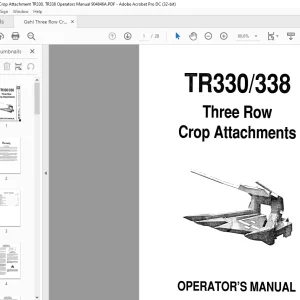 Gehl Three Row Crop Attachment TR330, TR338 Operators Manual 904846A - PDF DOWNLOAD
