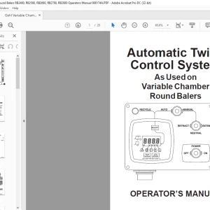 Gehl Variable Chamber Round Balers RB2480, RB2580, RB2680, RB2780, RB2880 Operators Manual 908174A - PDF DOWNLOAD