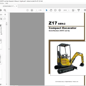 Gehl Z17 GEN:2 Compact Excavator Operator's Manual 50940306 - PDF DOWNLOAD