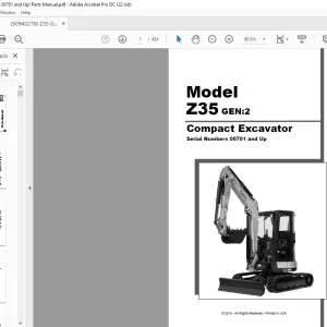 Gehl Z35 GEN2 Compacat Excavator Parts Manual 50940278 - PDF DOWNLOAD