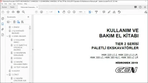 Hidromek HMK 220 LC-2, HMK 220 LC-2 LR, HMK 300 LC, HMK 300 NLC, HMK 300 LC LR TIER 2 Serisi Paletli Ekskavatorler Kullanim Ve Bakim El Kitabi - PDF DOWNLOAD (Turkish)