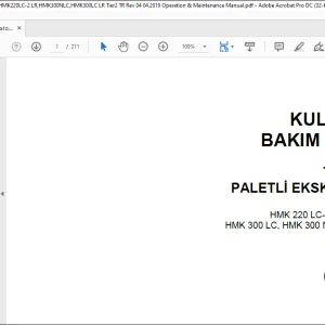 Hidromek HMK 220 LC-2, HMK 220 LC-2 LR, HMK 300 LC, HMK 300 NLC, HMK 300 LC LR TIER 2 Serisi Paletli Ekskavatorler Kullanim Ve Bakim El Kitabi - PDF DOWNLOAD (Turkish)