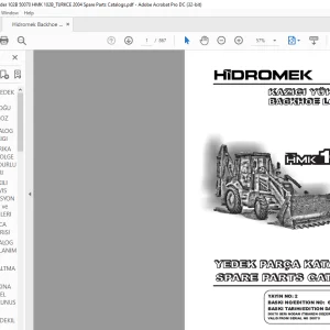 Hidromek Backhoe Loader 102B Spare Parts Catalog Manual SN 50070 - PDF DOWNLOAD