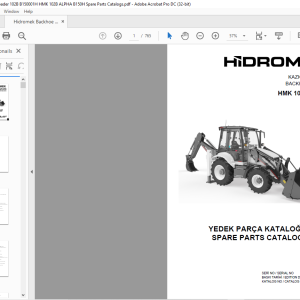 Hidromek Backhoe Loader HMK 102B ALPHA Parts Catalog Manual EN_TR SN ...