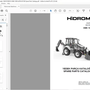 Hidromek Backhoe Loader HMK 102B ALPHA Parts Catalog Manual EN_TR SN B150001- HUSCO - PDF DOWNLOAD