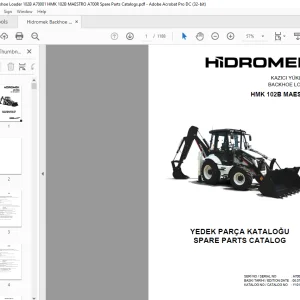 Hidromek Backhoe Loader HMK 102B MAESTRO Spare Parts Catalog Manual SN A70001 EN_TR - PDF DOWNLOAD