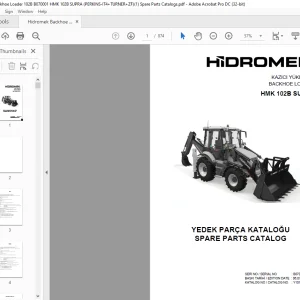 Hidromek Backhoe Loader HMK 102B SUPRA Spare Parts Catalog Manual SN B070001 EN_TR - PDF DOWNLOAD