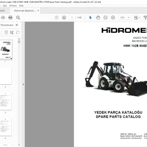 Hidromek Backhoe Loader HMK 102B Spare Parts Catalog Manual SN 110000 EN_TR - PDF DOWNLOAD