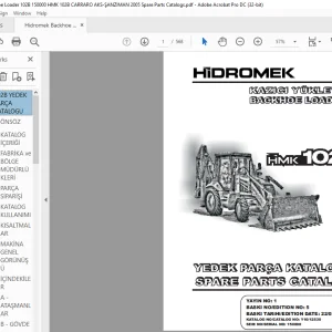 Hidromek Backhoe Loader HMK 102B Spare Parts Catalog Manual SN 150000 EN_TR - PDF DOWNLOAD