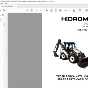 Hidromek Backhoe Loader HMK 102S MAESTRO Spare Parts Catalog Manual EN_TR SN A80001-HUSCO - PDF DOWNLOAD