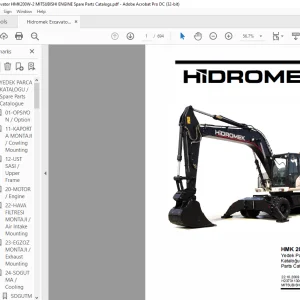 Hidromek Excavator HMK 200 W-2 Mitsubishi Engine Spare Parts Catalog Manual SN 6123001 EN_TR - PDF DOWNLOAD