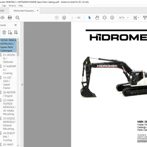 Hidromek Excavator HMK 300 LC-LR Mitsubishi Engine Parts Catalogue Manual H257311300 EN_TR - PDF DOWNLOAD