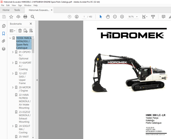 Hidromek Excavator HMK 300 LC-LR Mitsubishi Engine Parts Catalogue ...