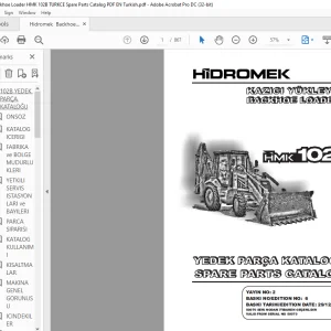 Hidromek HMK 102B Backhoe Loader Parts Catalog Manual SN 50070 - PDF DOWNLOAD