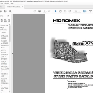 Hidromek HMK 102B Backhoe Loader Parts Catalog Manual SN 50070 - PDF DOWNLOAD