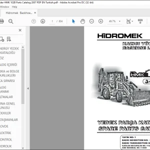 Hidromek HMK 102B Backhoe Loader Spare Parts Catalog Manual SN 110000 - PDF DOWNLOAD