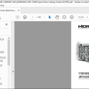 Hidromek HMK 102B Backhoe Loader Spare Parts Catalog Manual SN 150000 - PDF DOWNLOAD
