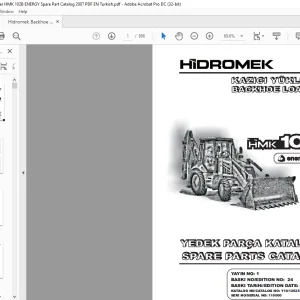 Hidromek HMK 102B Energy Backhoe Loader Parts Catalog Manual SN 110000 - PDF DOWNLOAD