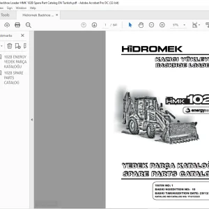Hidromek HMK 102B Energy Series Backhoe Loader Parts Catalog Manual - PDF DOWNLOAD