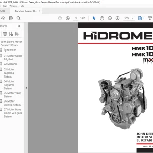 Hidromek HMK 102B HMK 102S John Deere Motor SERVİS EL KİTABI - PDF DOWNLOAD (Turkish)