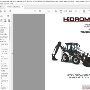 Hidromek HMK 102B maestro Backhoe Loader Parts Catalog Manual SN B000001 - PFD DOWNLOAD
