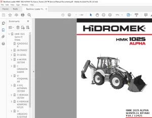 Hidromek HMK 102S Alpha SERVİS EL KİTABI Y10-12425 - PDF DOWNLOAD (Turkish)