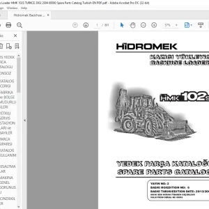Hidromek HMK 102S Backhoe Loader Parts Catalog Manual SN 60090 - PDF DOWNLOAD