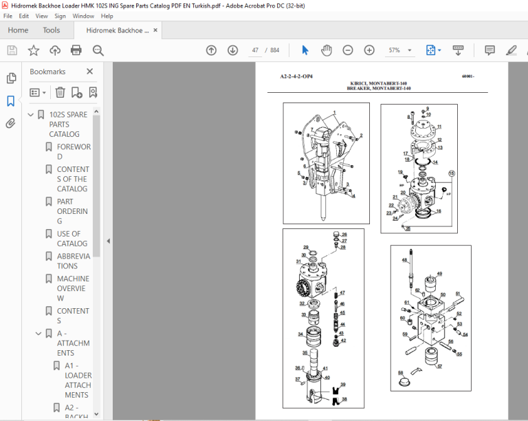 Hidromek HMK 102S Backhoe Loader Parts Catalog Manual SN 60090 - PDF ...