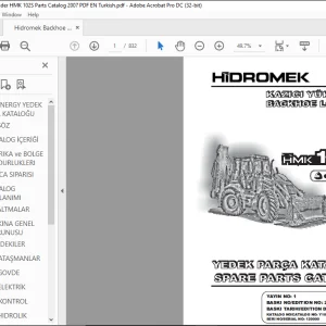Hidromek HMK 102S Backhoe Loader Spare Parts Catalog Manual SN 120000 - PDF DOWNLOAD