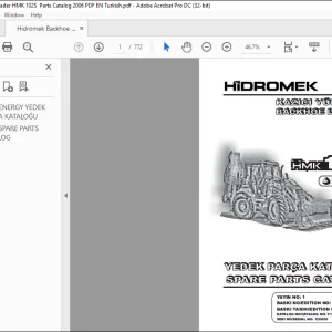 Hidromek HMK 102S Backhoe Loader Spare Parts Catalog Manual SN 120000 - PDF DOWNLOAD