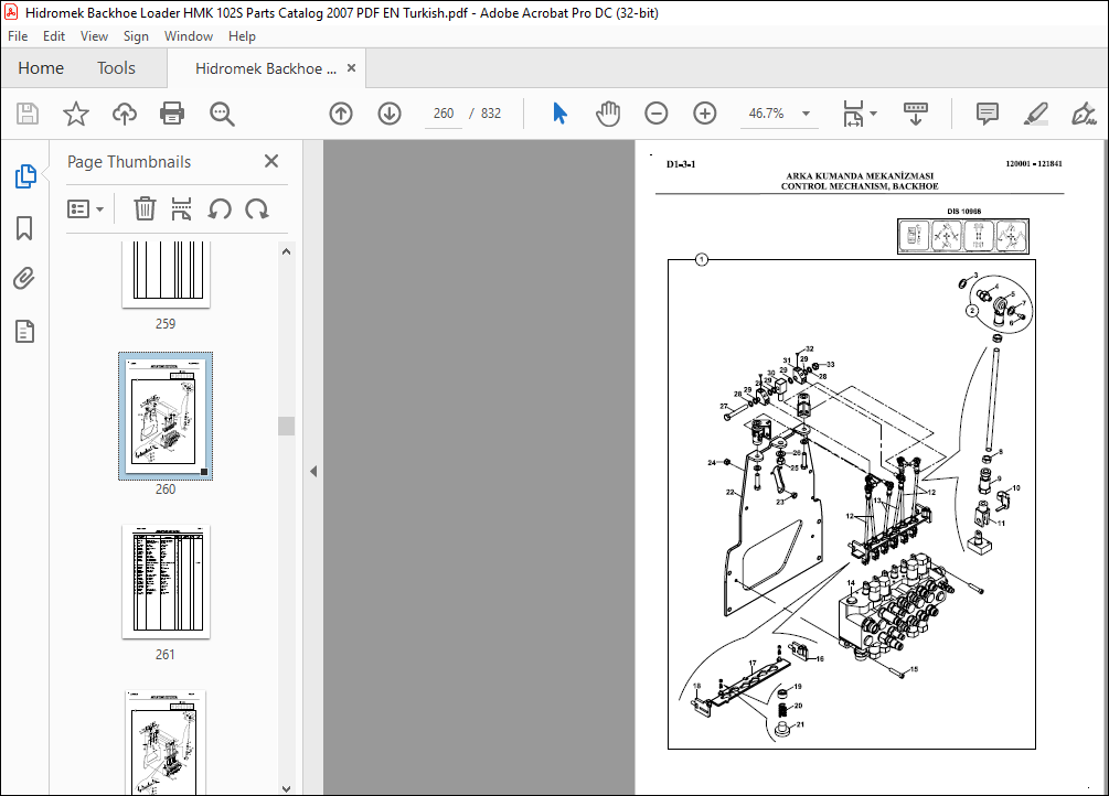 Hidromek HMK 102S Backhoe Loader Spare Parts Catalog Manual SN 120000 ...