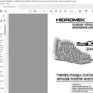 Hidromek HMK 102S Energy Backhoe Loader Parts Catalog Manual SN 120000 - PDF DOWNLOAD