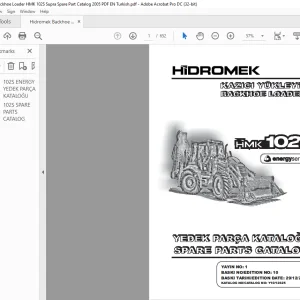 Hidromek HMK 102S Energy Series Backhoe Loader Parts Catalog Manual - PDF DOWNLOAD