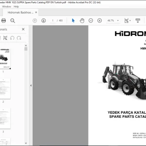 Hidromek HMK 102S SUPRA Backhoe Loader Parts Catalog Manual SN S050001- REXROTH - PDF DOWNLOAD