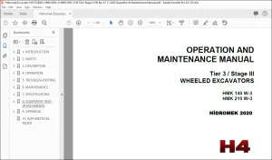 Hidromek HMK 140 W-3 HMK 210 W-3 Tier 3  Stage III Wheeled Excavator Operation And Maintenance Manual - PDF DOWNLOAD