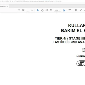 Hidromek HMK 140 W-3B HMK 200 W-3B TIER 4i  STAGE IIIB SERİSİ LASTİKLİ EKSKAVATÖRLER KULLANIM VE BAKIM EL KİTABI(H237323400) - PDF DOWNLOAD (Turkish)