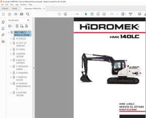 Hidromek HMK 140LC SERVİS EL KİTABI H307322500 - PDF DOWNLOAD (Turkish)