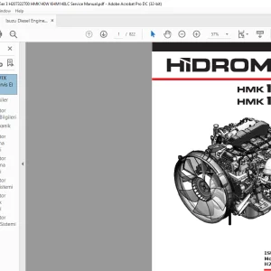Hidromek HMK 140W HMK 140LC Ekskavatör ISUZU 4JJ1X Tier 3 MOTOR SERVİS EL KİTABI H207322700 - PDF DOWNLOAD (Turkish)