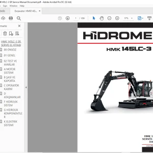 Hidromek HMK 145LC-3 SR Ekskavatör SERVİS EL KİTABI H41731B500 - PDF DOWNLOAD (Turkish)