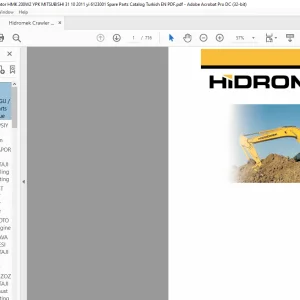 Hidromek HMK 200 W-2 Crawler Excavator Parts Catalogue Manual H237303100 - PDF DOWNLOAD