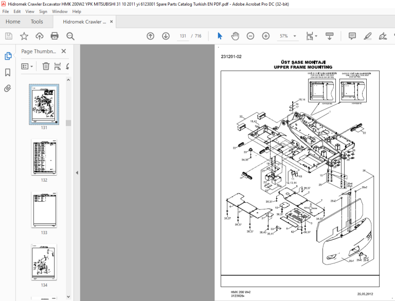 Hidromek HMK 200 W-2 Crawler Excavator Parts Catalogue Manual ...